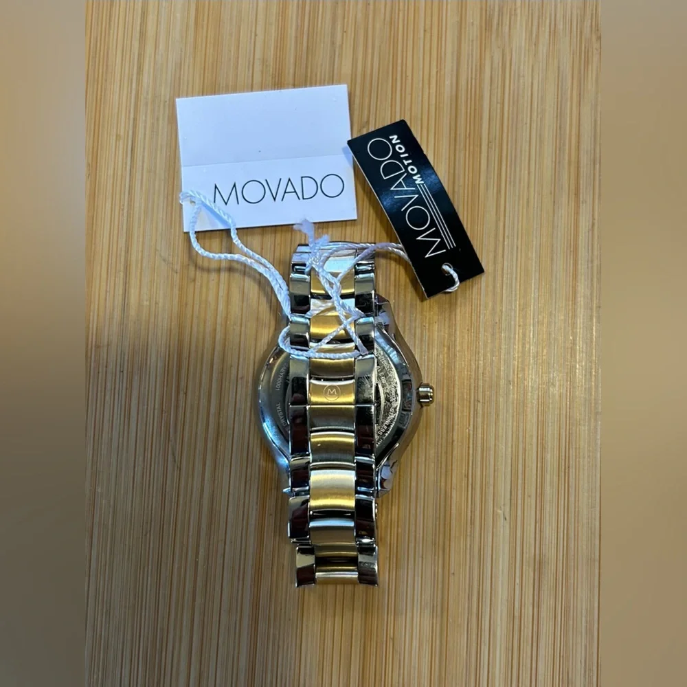 Movado Ballina Watch With 39mm White Pearl Face & 2 Tone Bracelet
